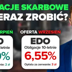Obligacje skarbowe EDO 10-letnie: sierpień 6,80%, wrzesień 6,55%. Sprawdź rentowność obligacji 10 letnich NBP.