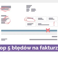 Błędy na fakturze, w tym nieprawidłowy kod PKWiU, zaznaczone na czerwono.