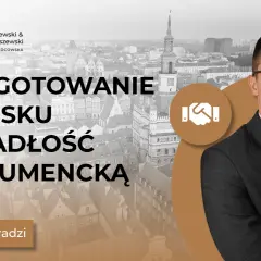 Mężczyzna w garniturze i okularach, obok napis "Przygotowanie wniosku o upadłość konsumencką". Dowiedz się, na czym polega upadłość konsumencka.