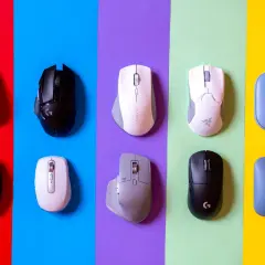 Różne myszki komputerowe, w tym modele Logitech i Razer. Czy reinston to za firma? Nie widać jej tutaj.
