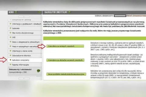 Kalkulator emerytalny pozwala obliczyć przyszłą emeryturę kapitałową. Wybierz opcję "Emerytura na nowych zasadach" lub "Emerytura na dotychczasowych zasadach".