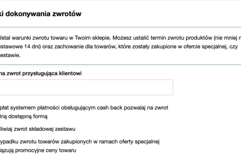Ustaw termin zwrotu towaru na 14 dni. To ile czasu na rozpatrzenie reklamacji jest kluczowe dla klienta.