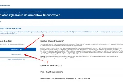 Zgłaszanie sprawozdań finansowych online. Zaloguj się lub załóż konto, by przesłać dokumenty.