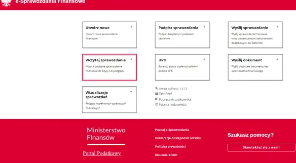 Panel e-Sprawozdania Finansowe: Utwórz, wczytaj, podpisz, wyślij sprawozdanie lub dokument. Dostępne wizualizacje i UPO.