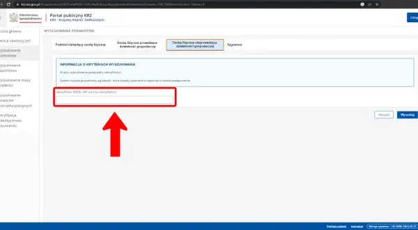 Strona pozwala sprawdzić upadłość osoby fizycznej. Wpisz identyfikator (PESEL, NIP lub inny) w pole wyszukiwania.