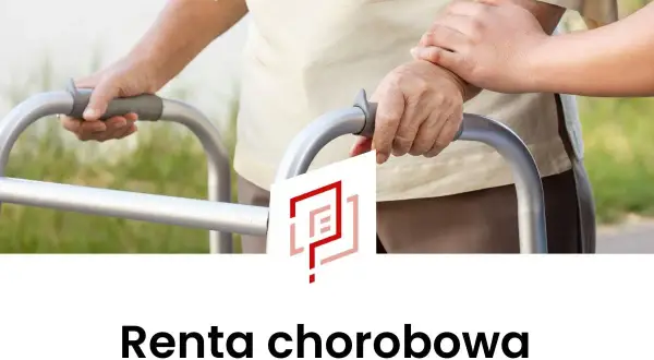Osoba starsza z pomocą drugiej osoby korzysta z chodzika. Temat: renta chorobowa po 50 roku życia.