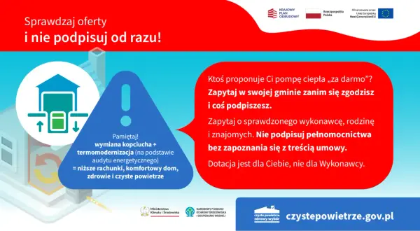 Dofinansowanie na czyste powietrze: wymiana kopciucha, termomodernizacja, pompa ciepła. Sprawdź oferty, nie podpisuj od razu.