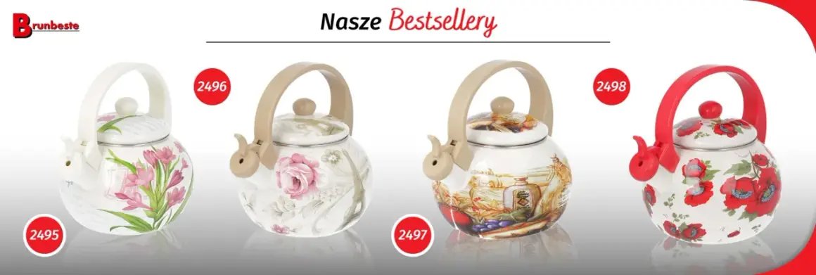 Czajniki Brunbeste: kwiatowe wzory, wieża Eiffla i włoskie krajobrazy. To najlepsze produkty tej firmy.