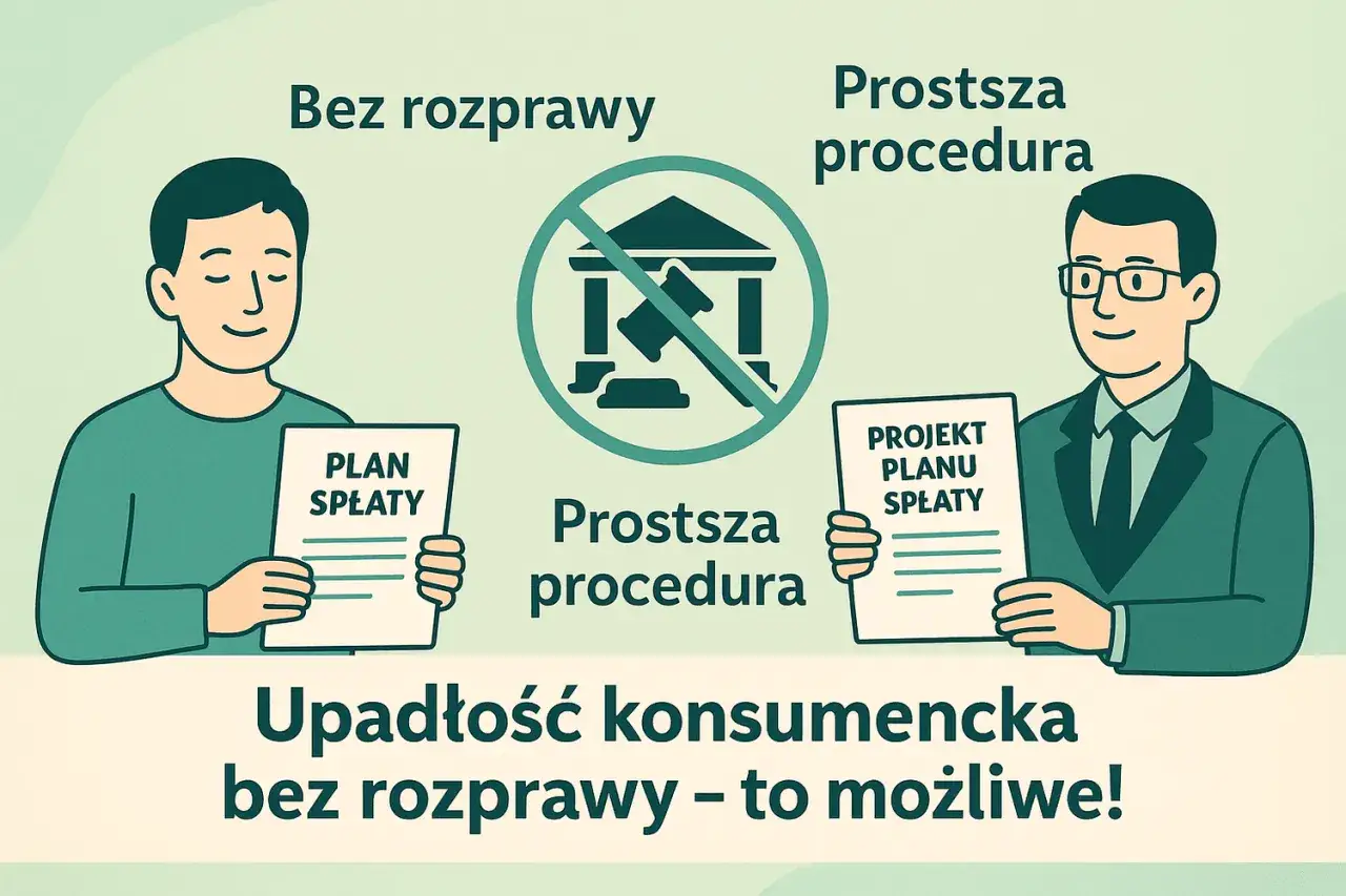 Upadłość konsumencka bez rozprawy to prostsza procedura. Wniosek o upadłość konsumencką złożysz łatwiej, gdy masz plan spłaty.