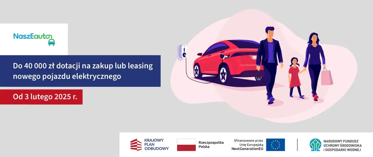 Dowiedz się, jak dostać dofinansowanie na samochód elektryczny do 40 000 zł. Program rusza 3 lutego 2025 r.
